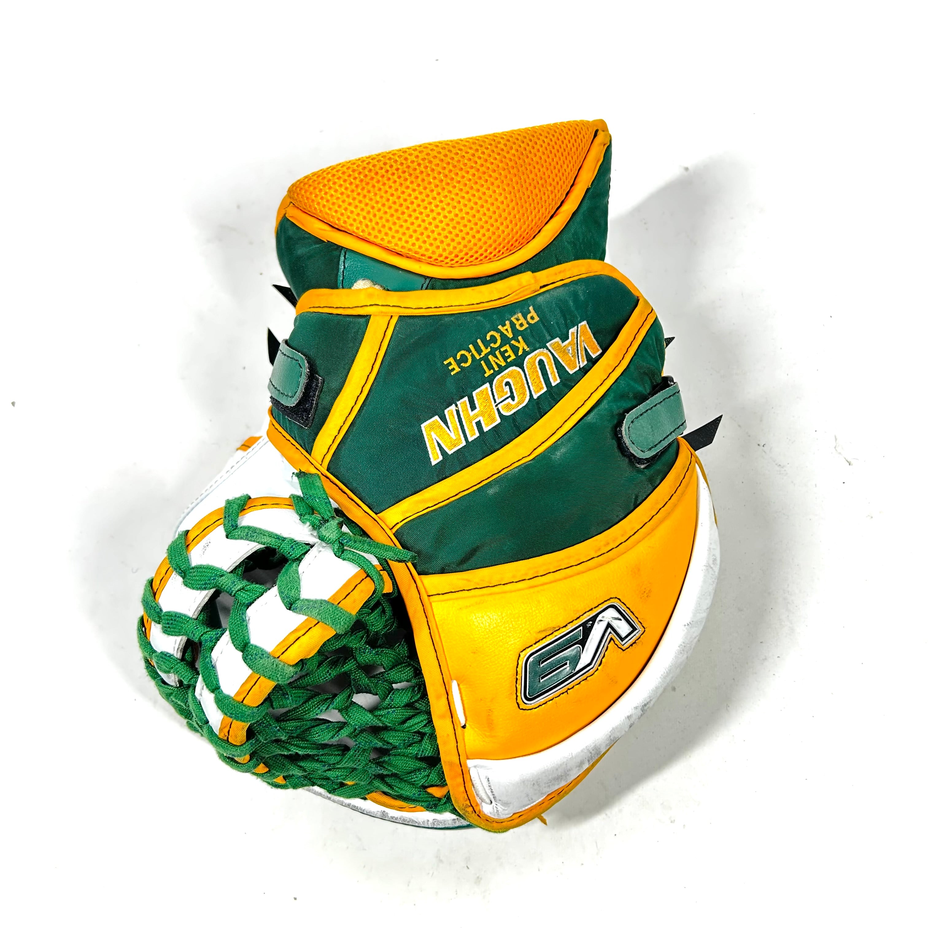 Vaughn Velocity V9 - Gant de gardien de but Pro Stock d'occasion (blanc/vert/jaune)